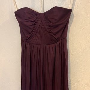 David's Bridal Deep Purple Strapless Maxi Dress